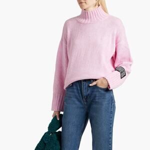 NEW Ksubi Knitted Turtleneck Sweater Womens Large Wool Blend Lilac Pink